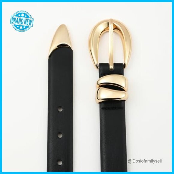 Synthetic Leather Belt Gold Buckle Classic Elegant Women\'s Accessory Skinny Fit main image 5